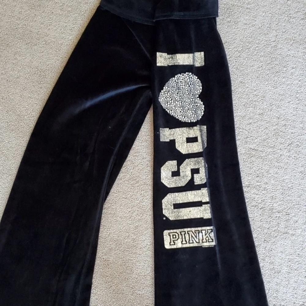 Black Velour Pants with Silver and Rhinestone Accents